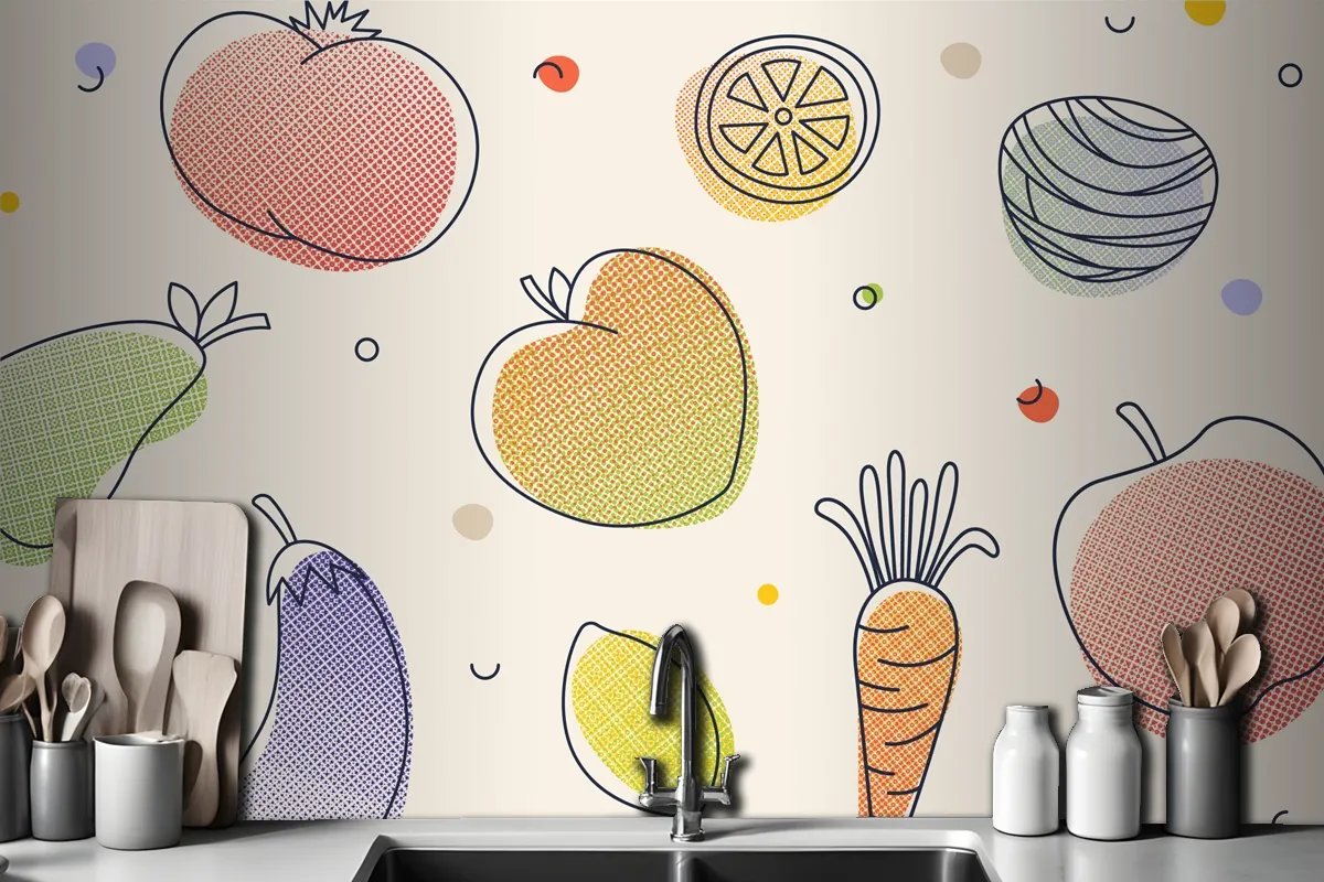 Fruits And Vegetables Kitchen Wallpaper Mural