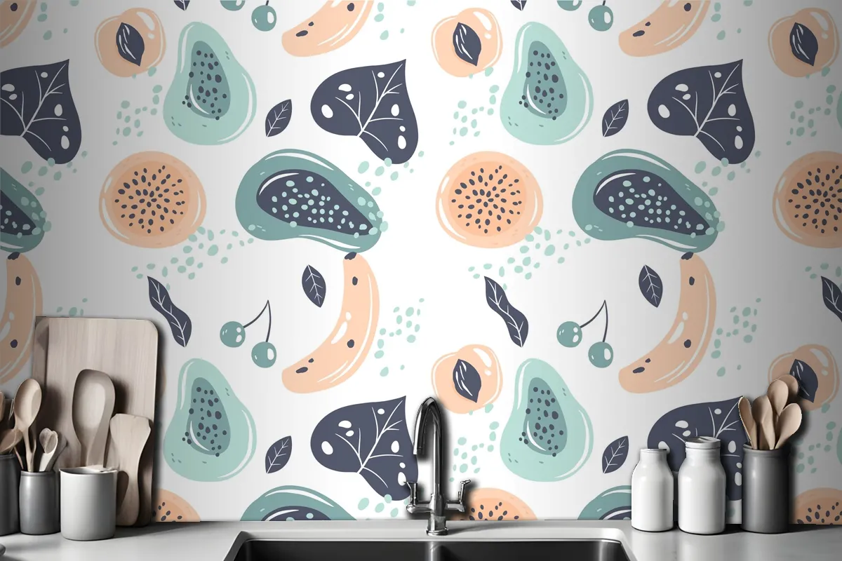 Fruits Pattern Kitchen Wallpaper Mural