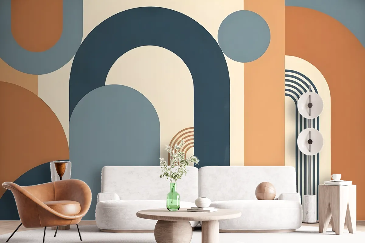 Geometric Arch With Shapes Wallpaper Mural