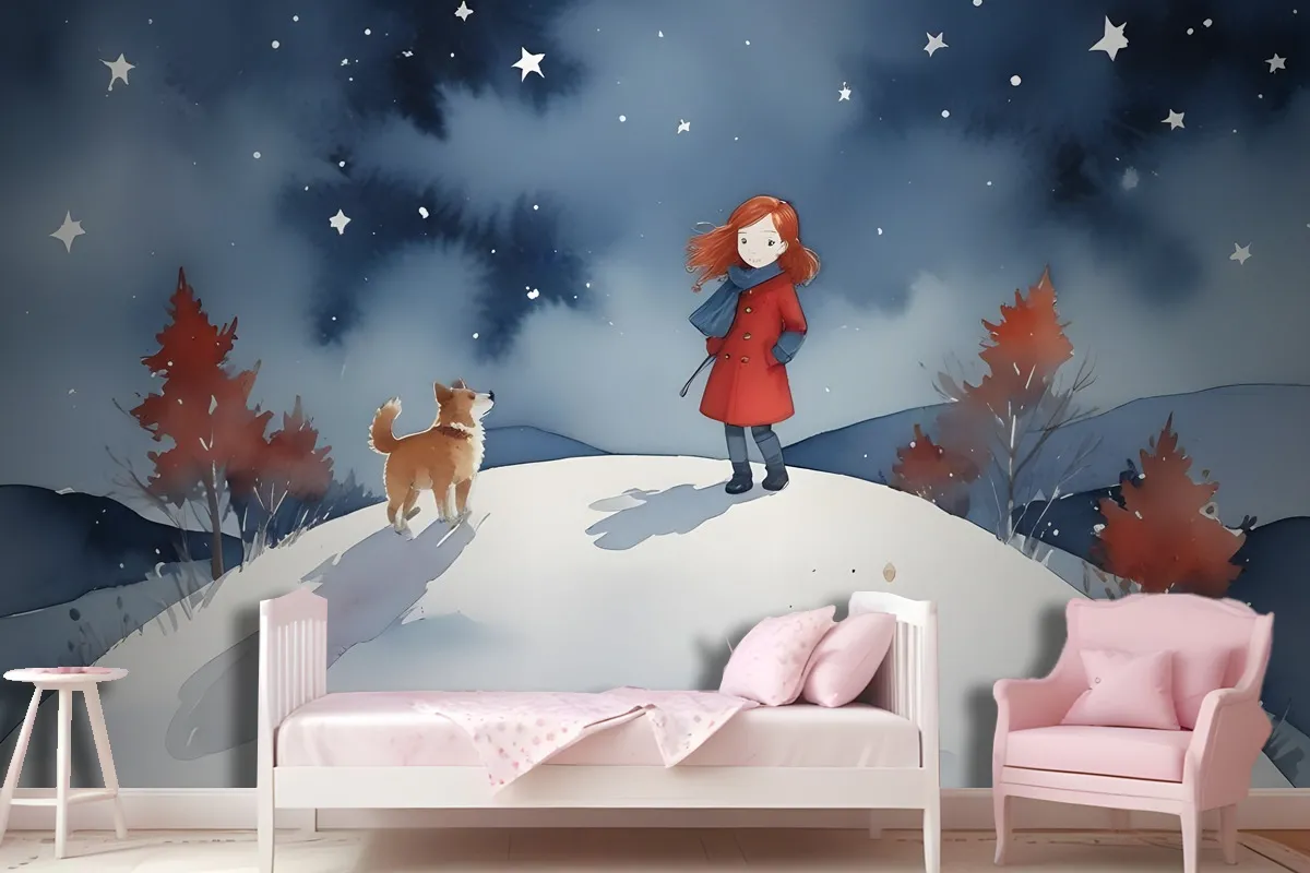 Girls On The Moon Kids Wallpaper Mural