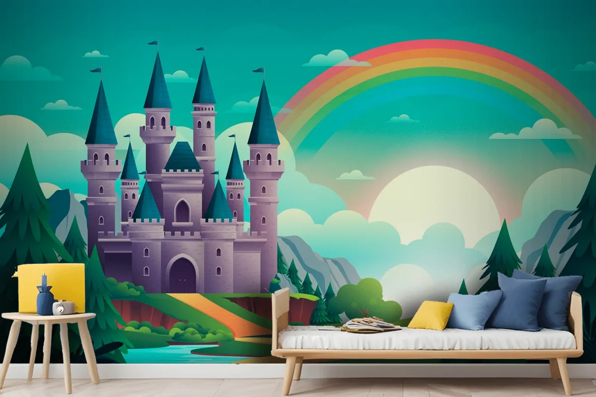 Gradient Fairytale Background Kids Boy Wallpaper Mural