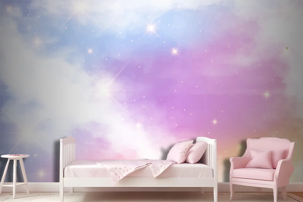 Gradient Pastel Sky Background Girl Wallpaper Mural