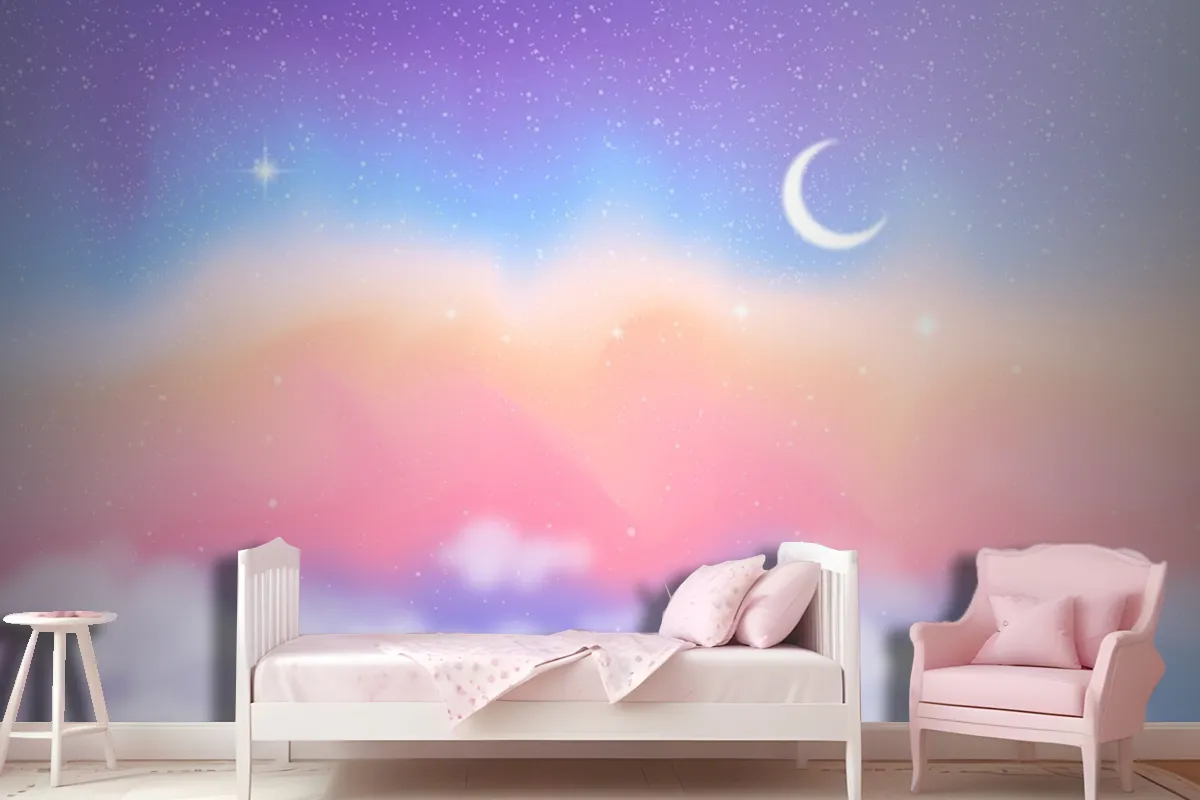 Gradient Pastel Sky Background Kids Girl Wallpaper Mural