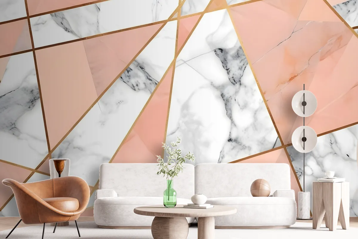 Gray Pink Marble Pattern Wallpaper Mural