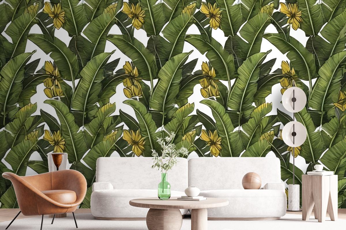 Green Banana Leaves Wallpaper Mural