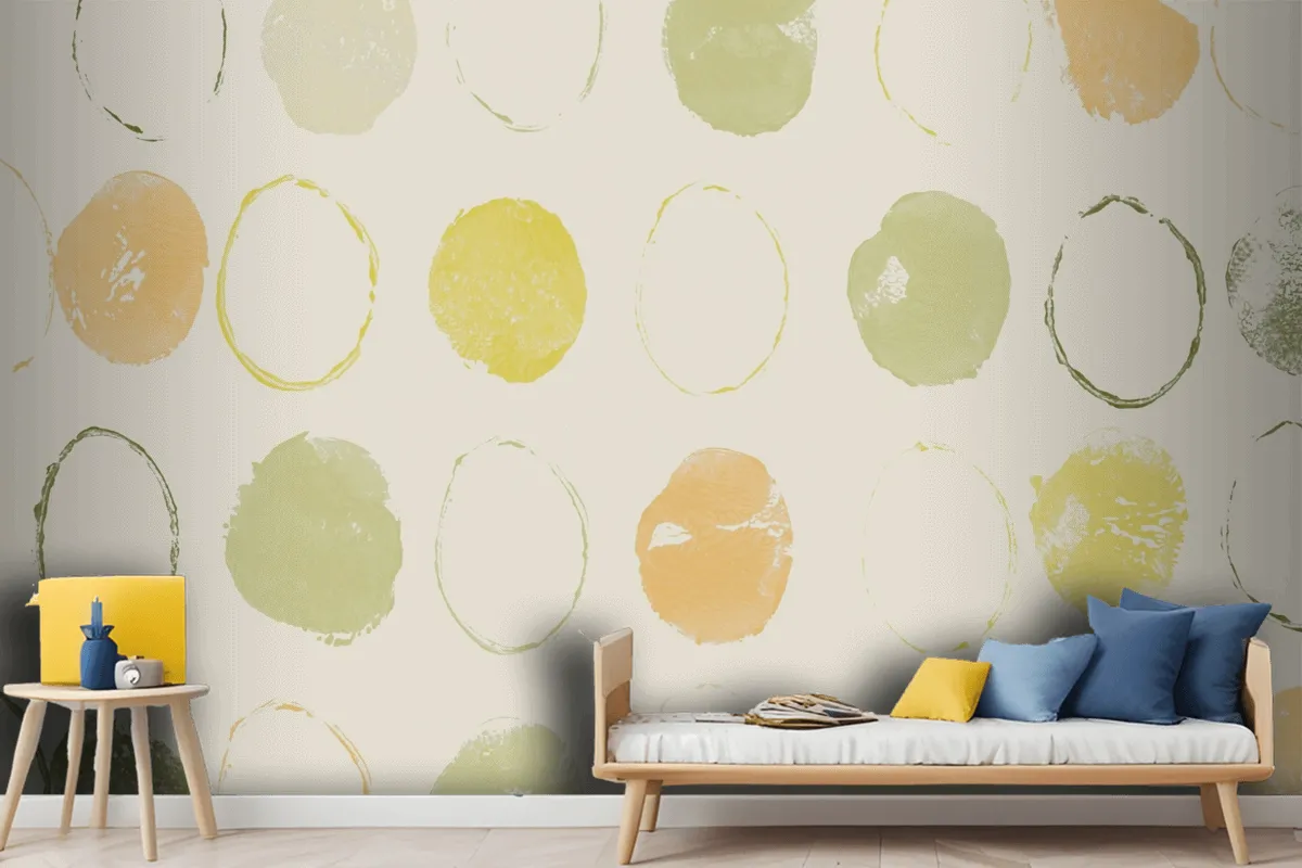 Green Circle Pattern Background Handmade Prints Wallpaper Mural