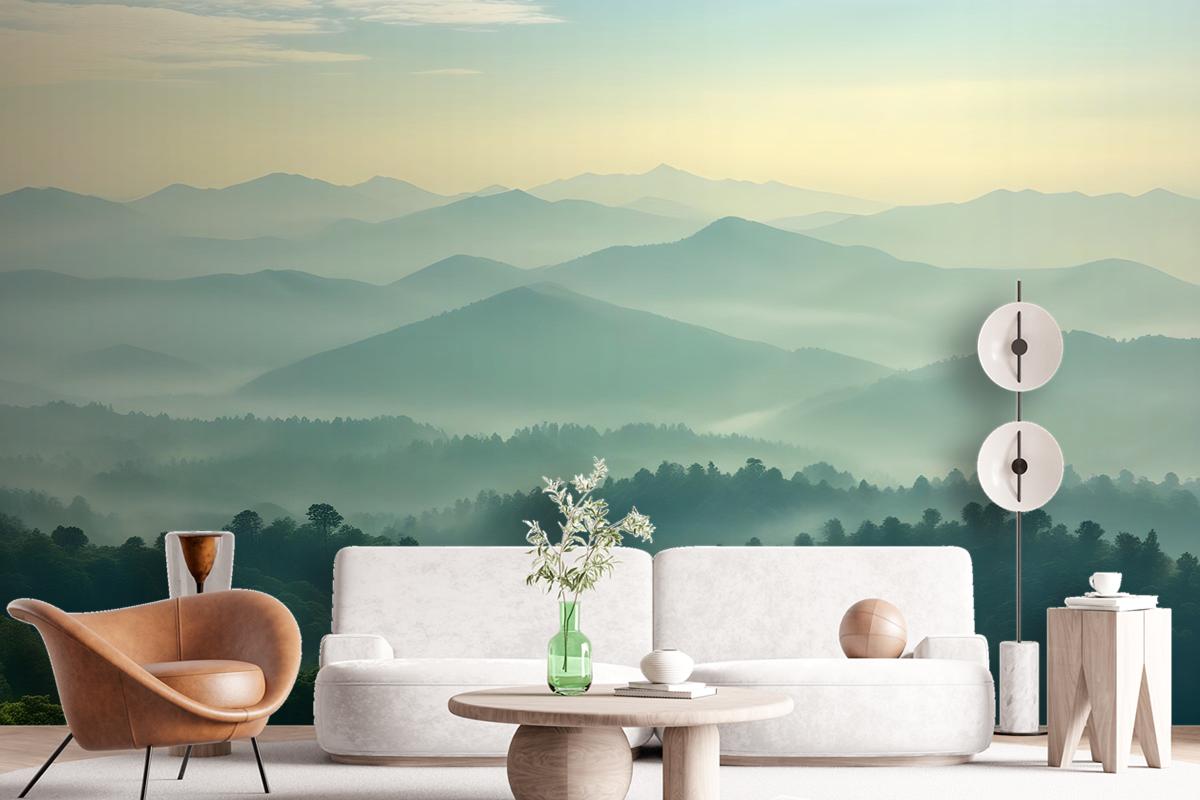 Green Mountain Silhouette Wallpaper Mural