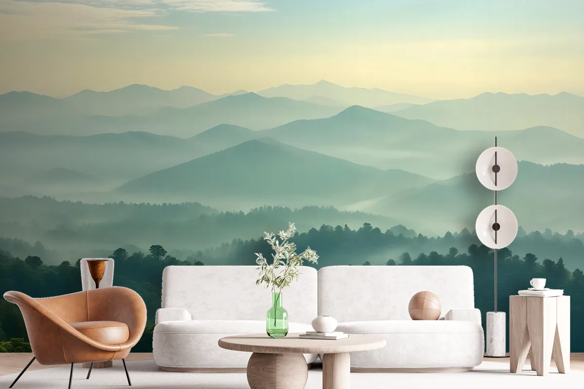 Green Mountain Silhouette Wallpaper Mural