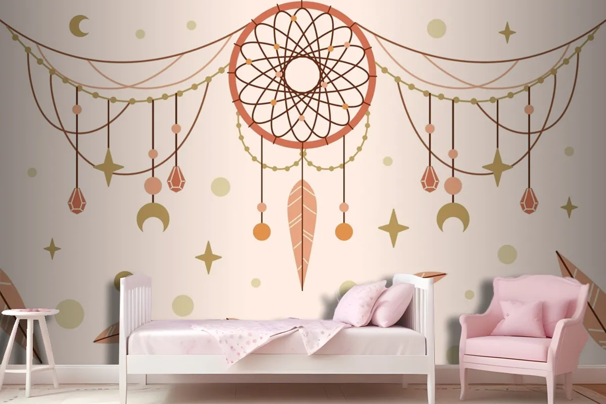 Hand Drawn Boho Background Wallpaper Mural