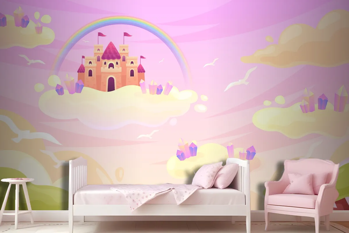 Hand Drawn Fairytale Background Girl Wallpaper Mural