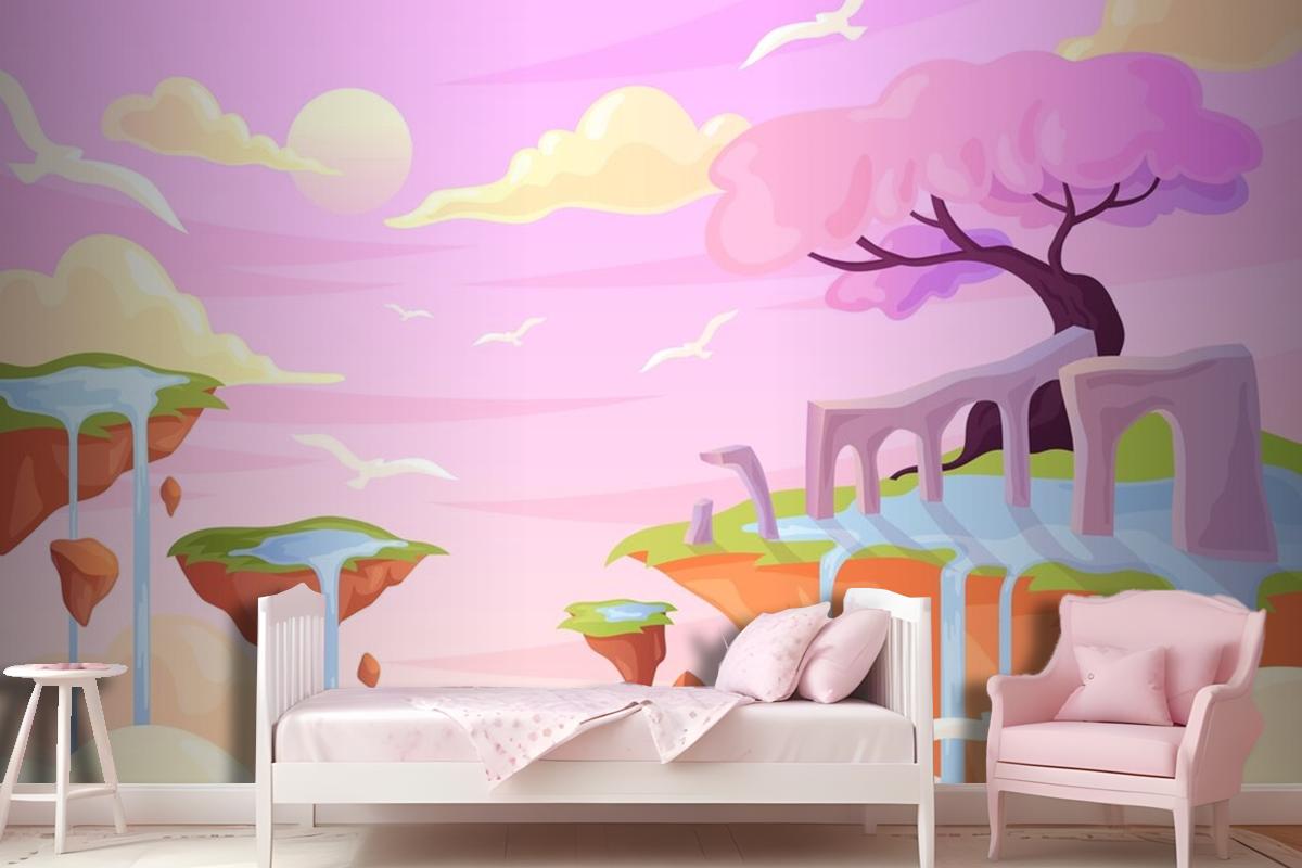 Hand Drawn Fairytale Girl Wallpaper Mural