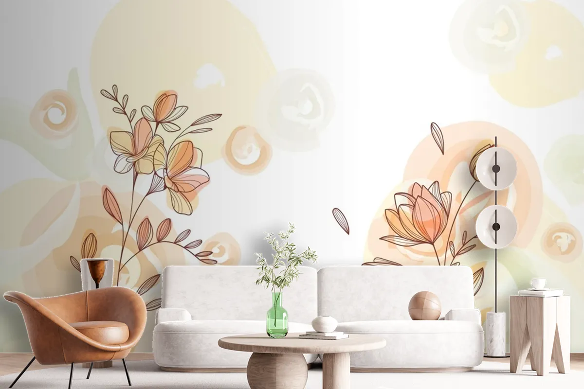 Hand Drawn Flowers Background Wallpaper Mural