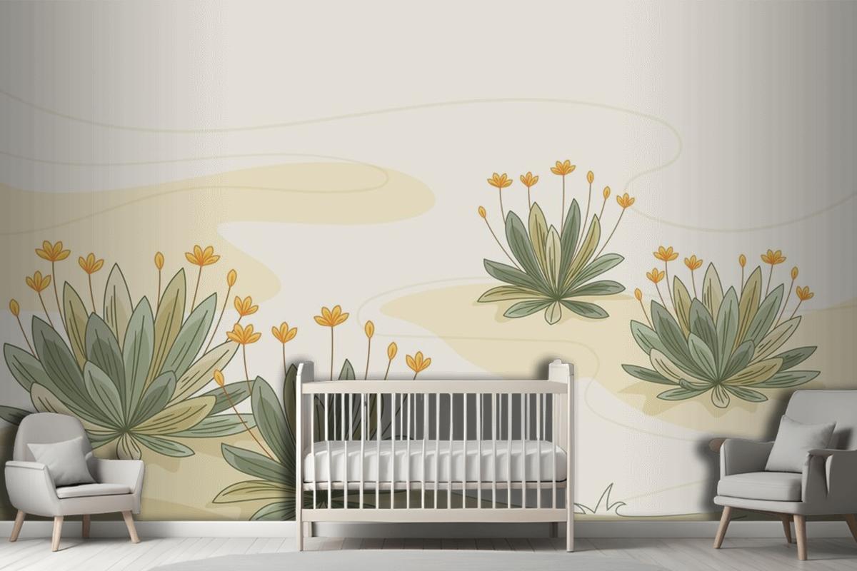 Hand Drawn Frailejon Plant Background Wallpaper Mural