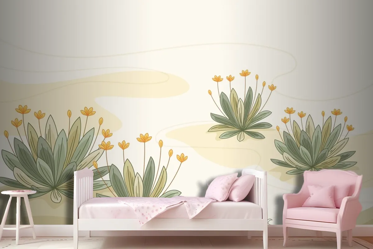 Hand Drawn Frailejon Plant Background Wallpaper Mural