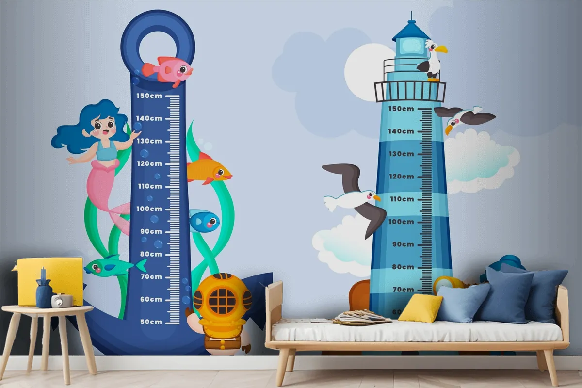 Hand Drawn Height Meter Set Wallpaper Mural