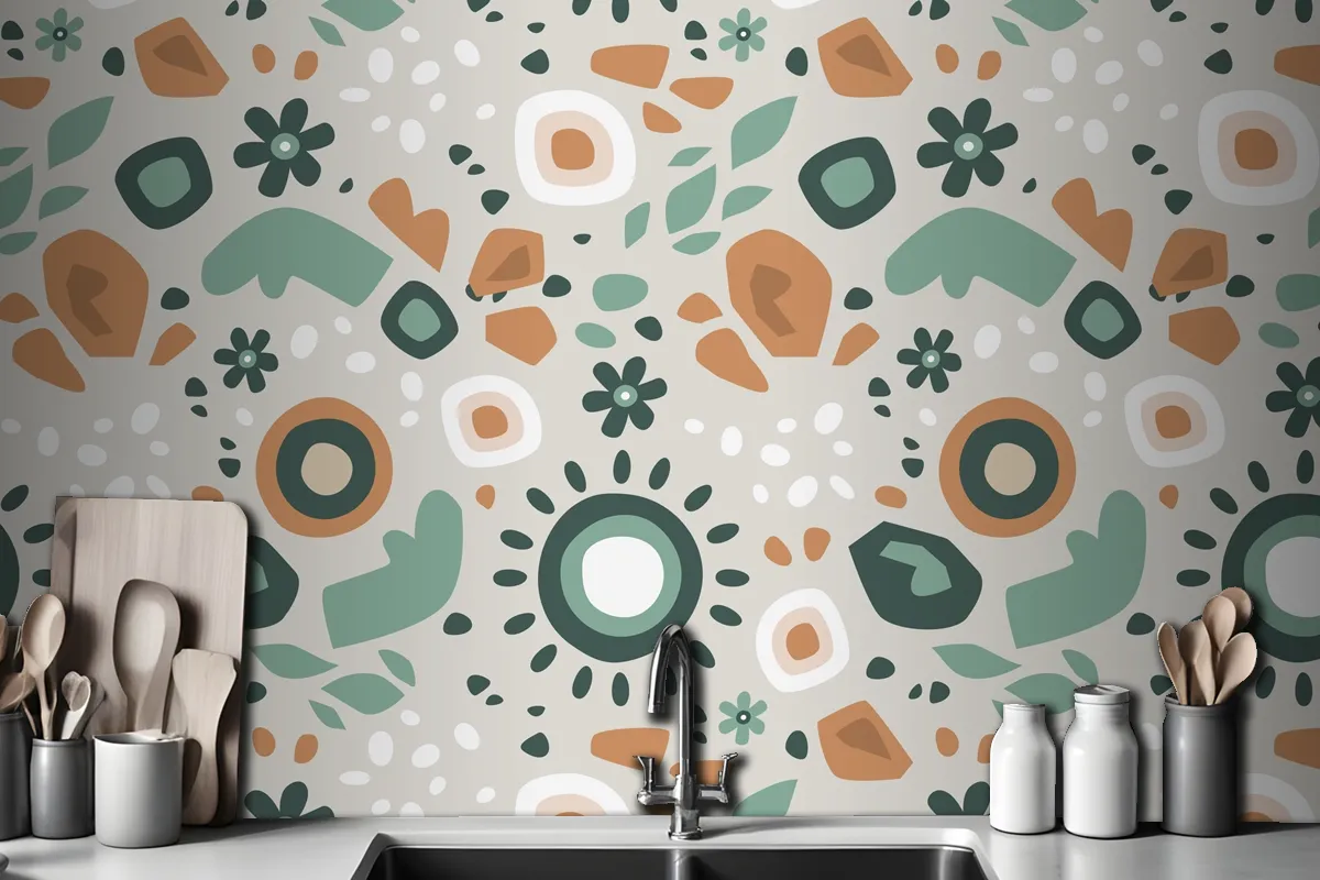 Hand Drawn Muted Colors Pattern Design Wallpaper Mural