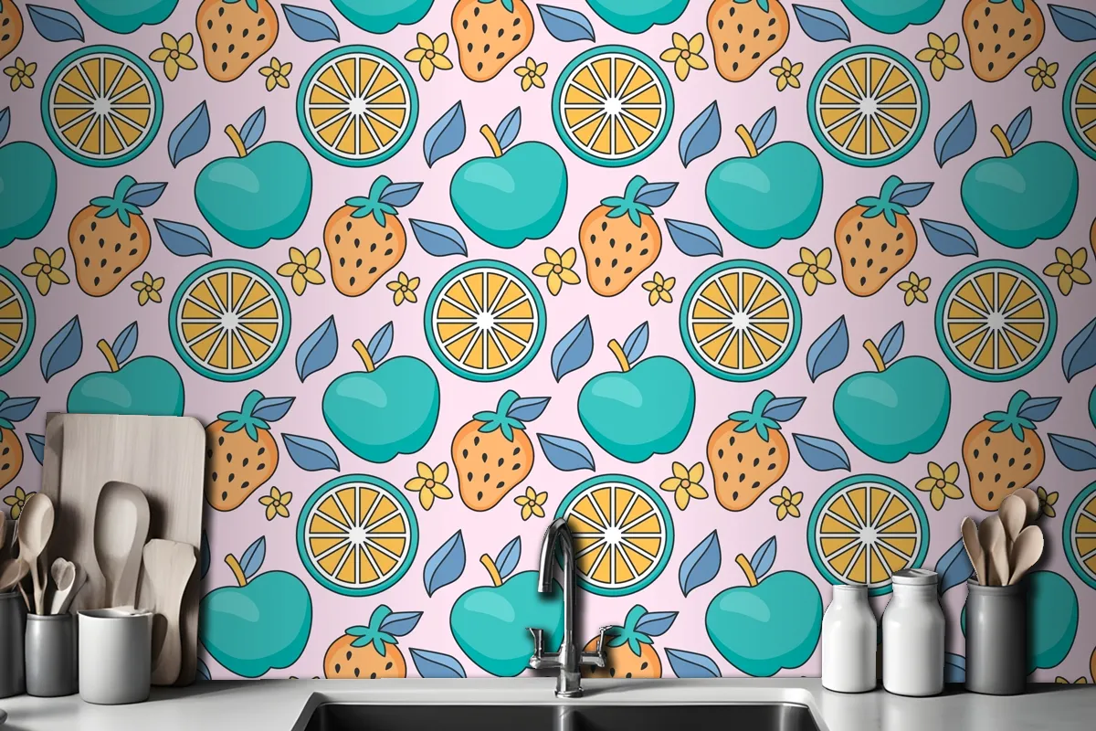 Hand Drawn Pastel Summer Pattern Design Wallpaper Mural