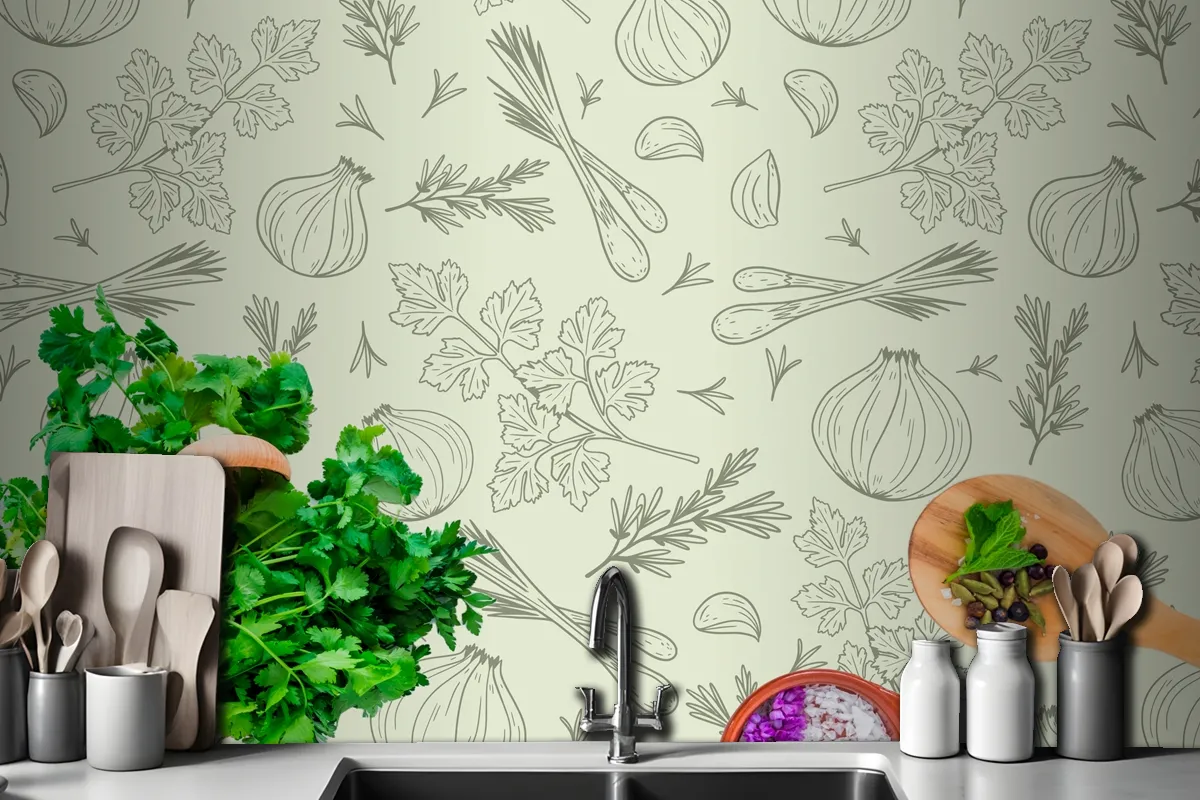 Hand Drawn Pattern Background Kitchen Wallpaper Mural