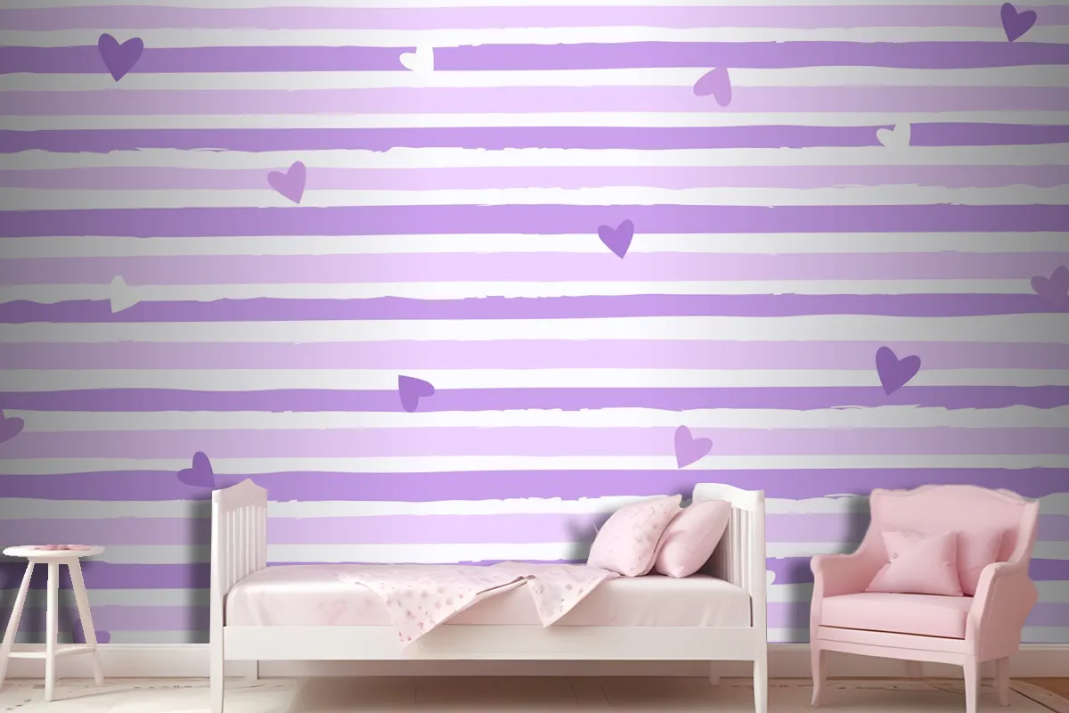 Hand Drawn Purple Striped Background Wallpaper Mural