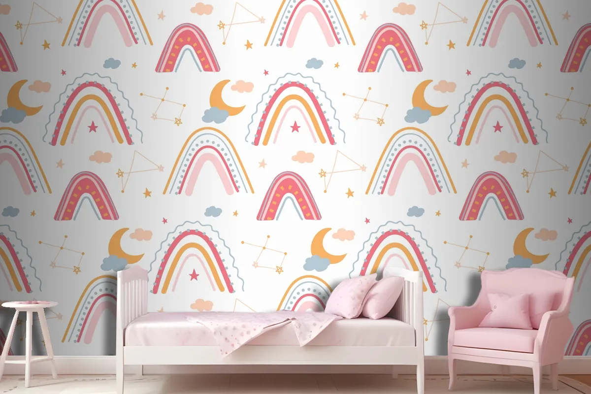 Hand Drawn Rainbow Pattern Wallpaper Mural