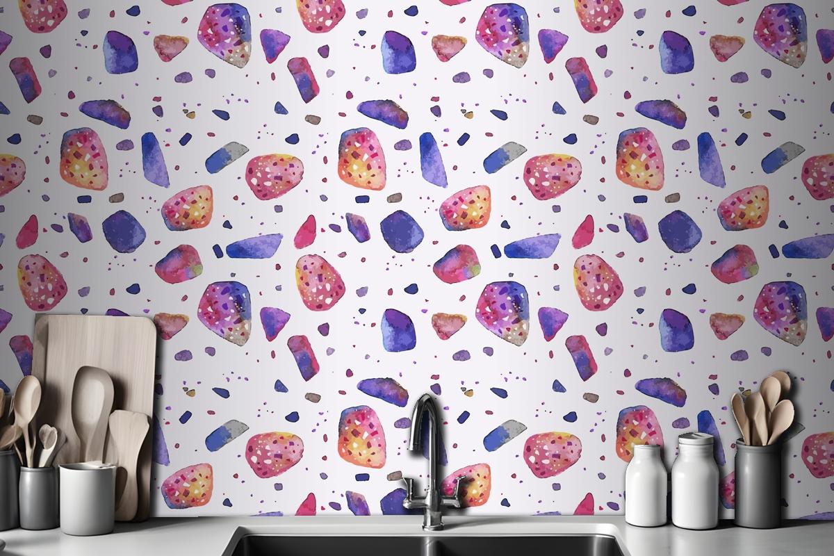 Hand Painted Colorful Terrazzo Pattern Wallpaper Mural