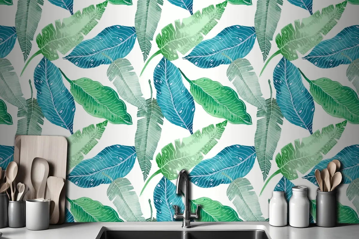 Hand Painted Summer Tropical Pattern Wallpaper Mural