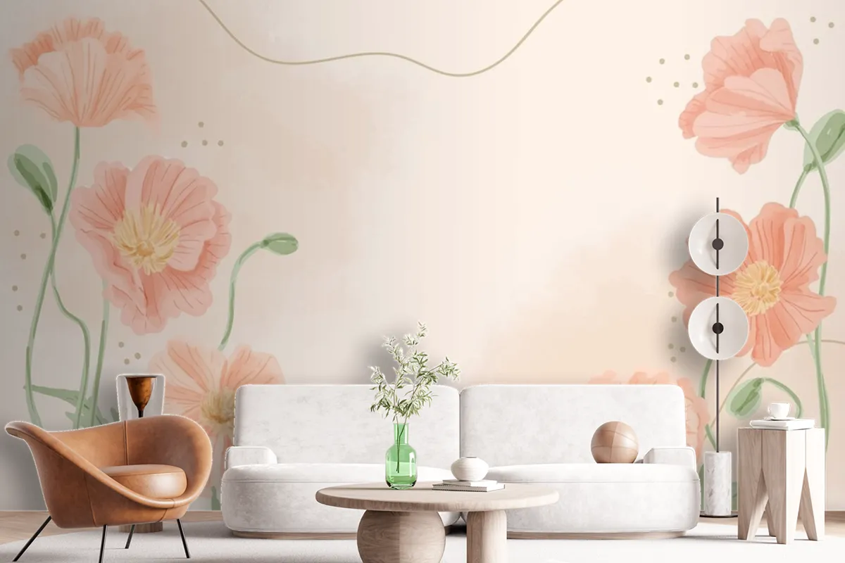 Hand Painted Watercolor Floral Background Wallpaper Mural