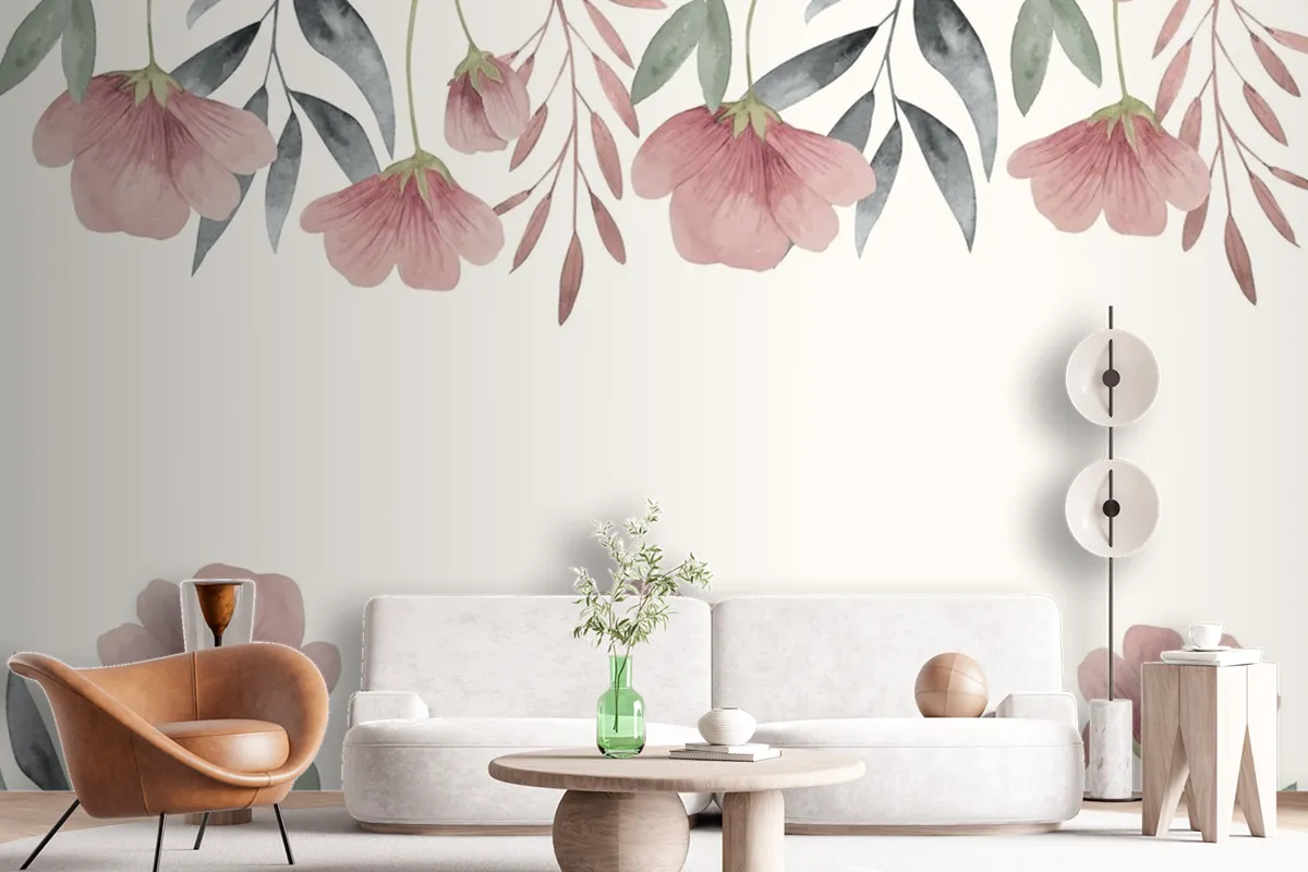 Hand Painted Watercolor Floral Background Wallpaper Mural