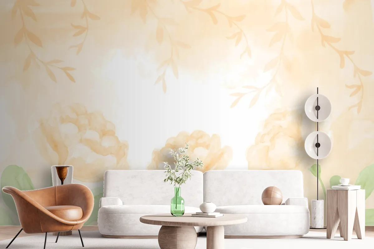 Hand Painted Watercolor Nature Background Wallpaper Mural