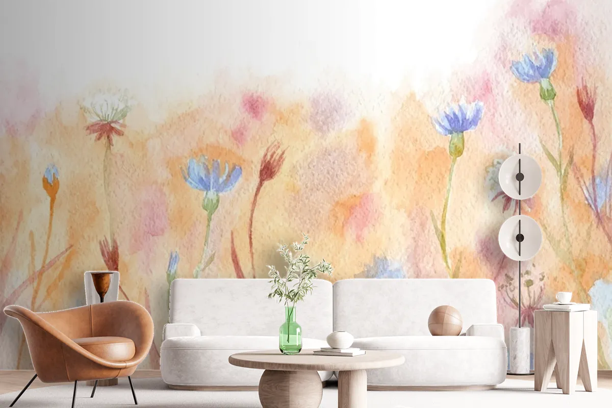 Hand Painted Watercolor Nature Wallpaper Mural