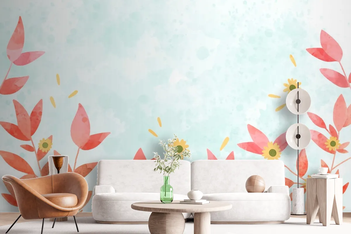 Hand Painted Watercolor Nature Background Wallpaper Mural