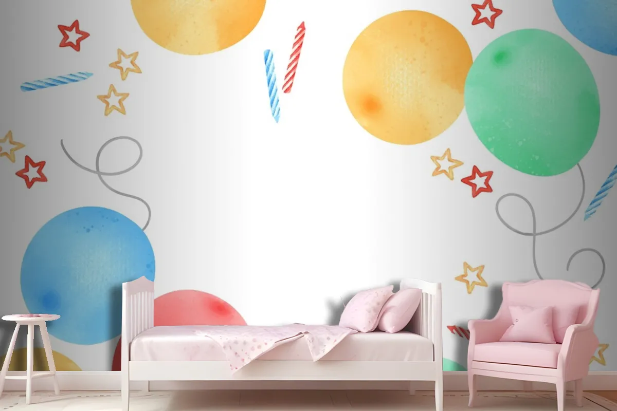 Happy Birthday Watercolor Frame Wallpaper Mural