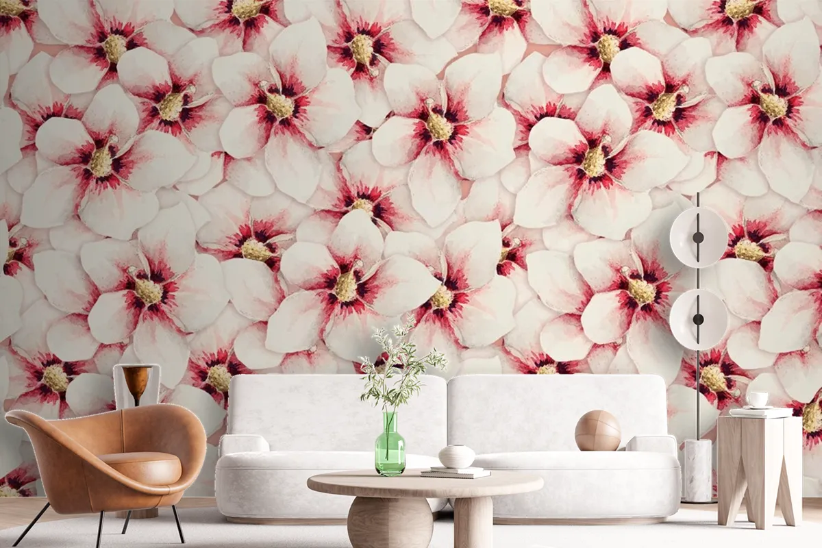 Hibiscus Flower Pattern Background Wallpaper Mural