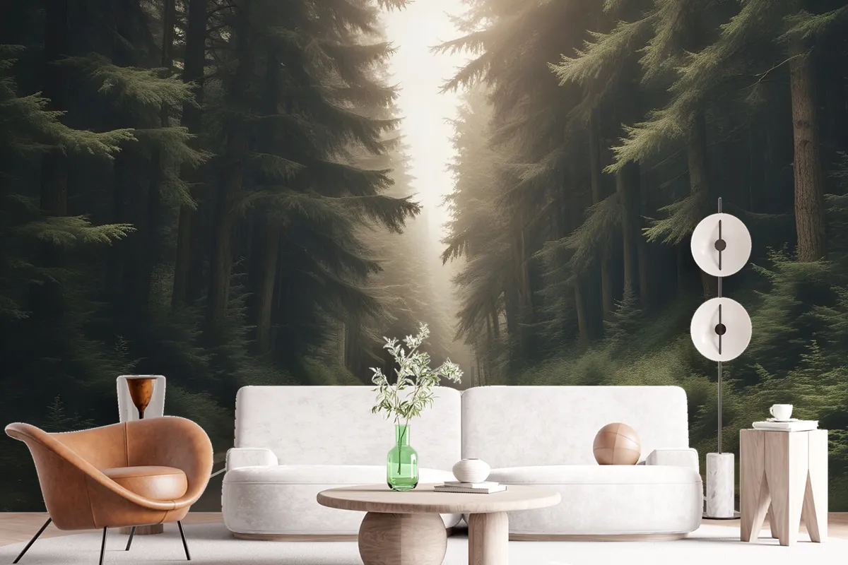 Highway On The Forest Landscape Wallpaper Mural