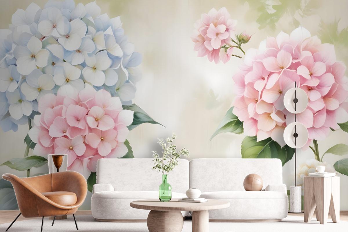 Hydrangea Floral Art Wallpaper Mural