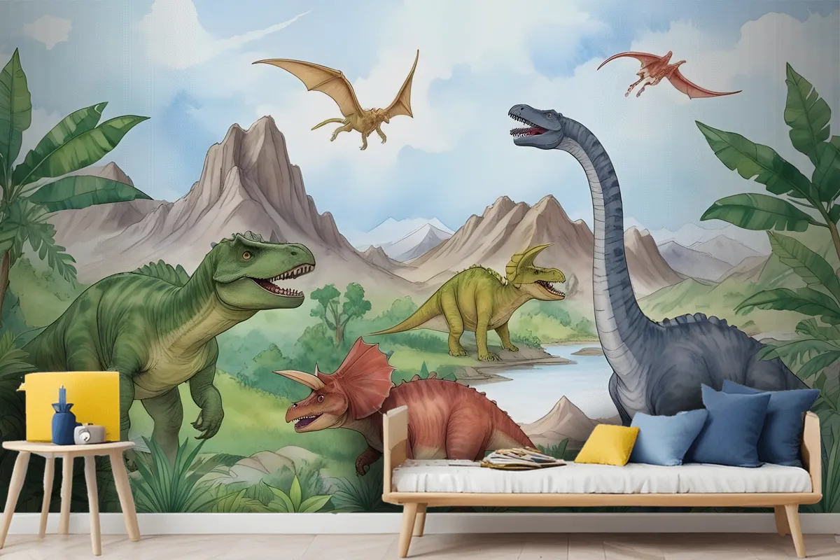 Kids Prehistoric Dinosaur Wallpaper Mural