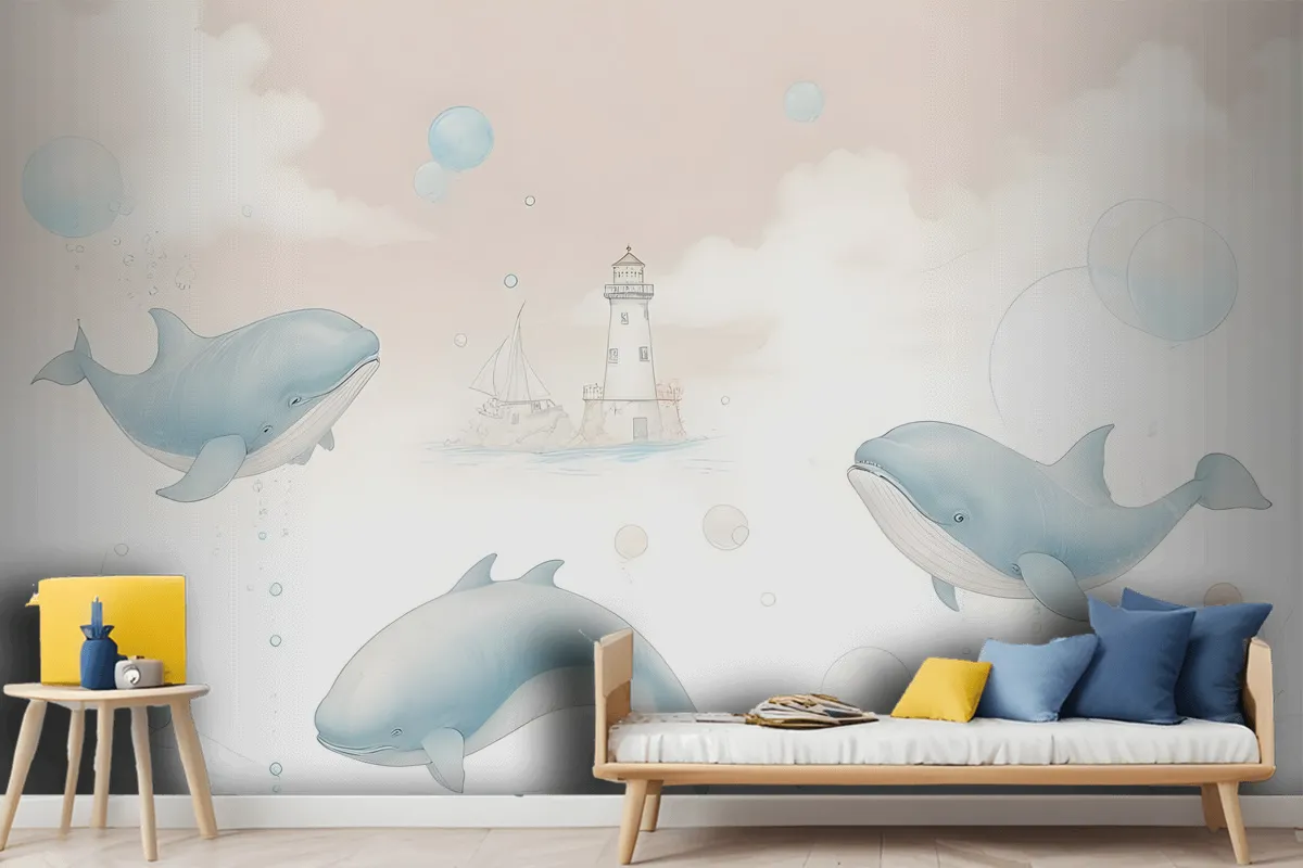 Kids Soft Whale Undersea Life Wallpaper Mural