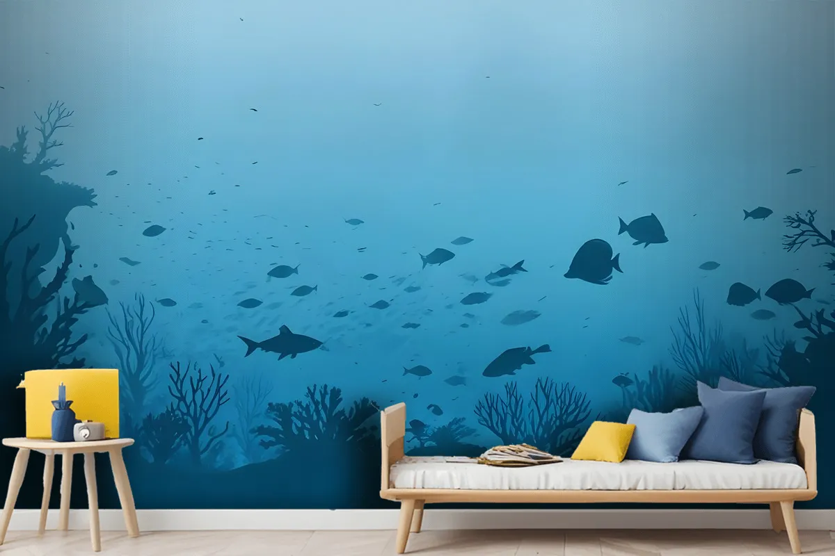 Kids Underwaters And Fishes Wallpaper Mural