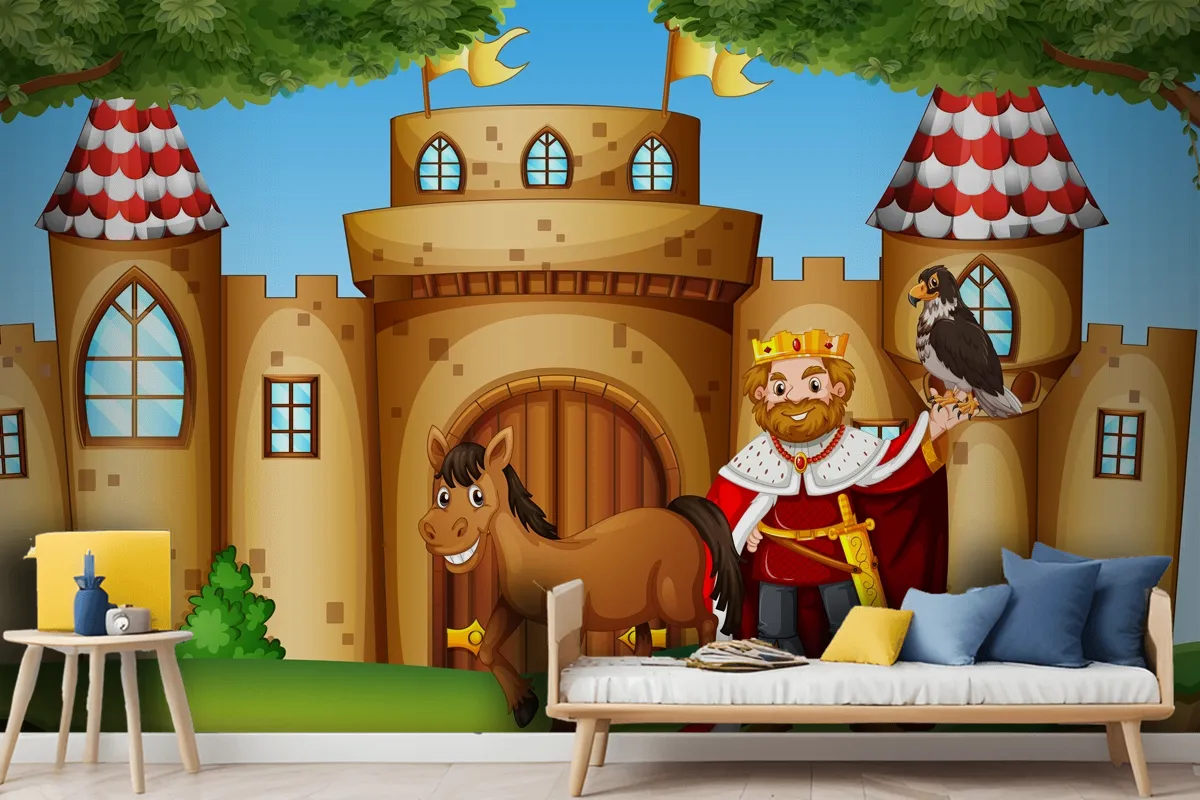 King And Horse At The Castle Wallpaper Mural