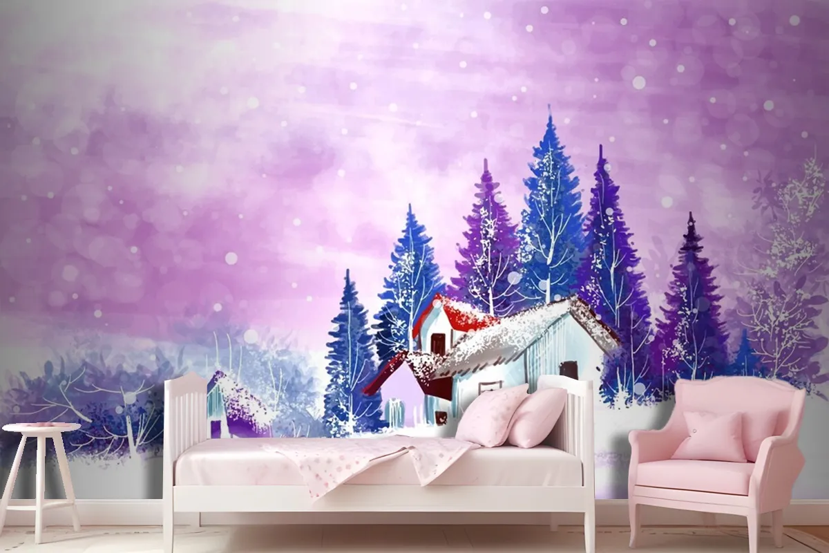 Landscape For Winter And New Year Holidays Christmas Wallpaper Mural