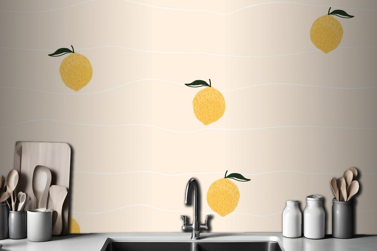 Lemon Background Kitchen Wallpaper Mural