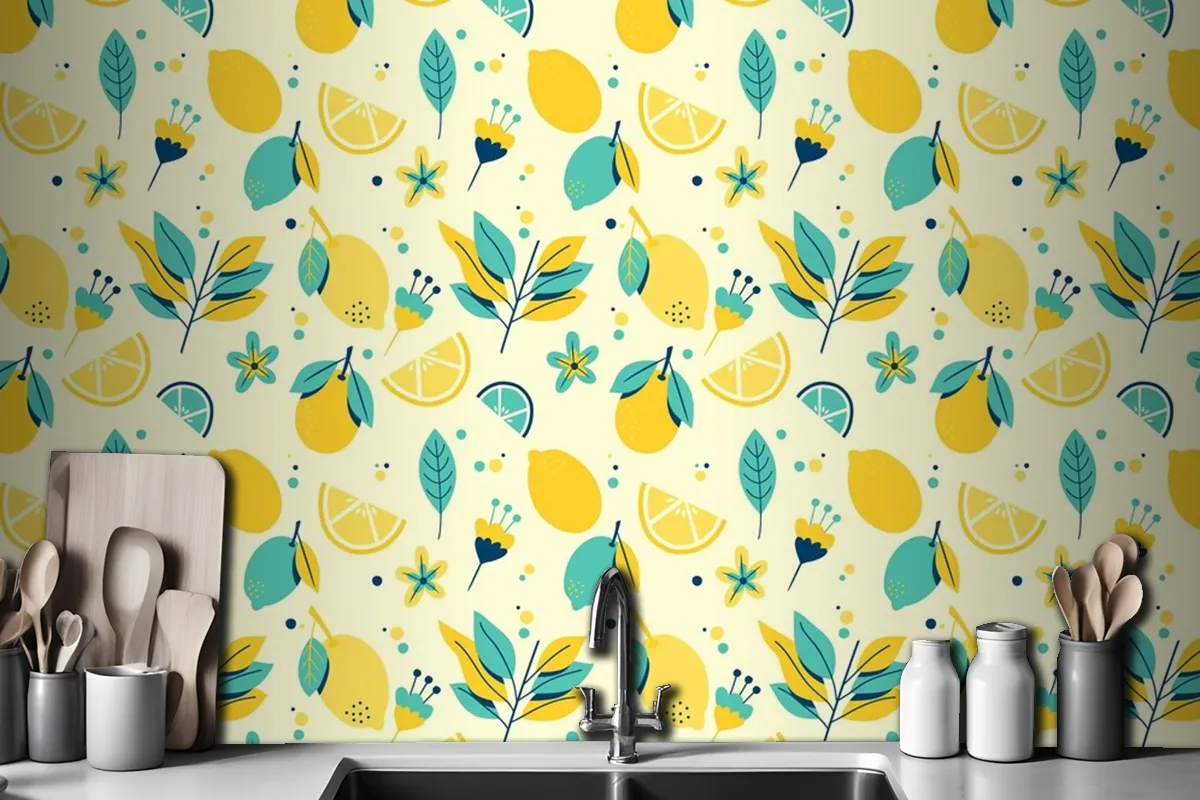 Lemon Summer Pattern Wallpaper Theme Wallpaper Mural