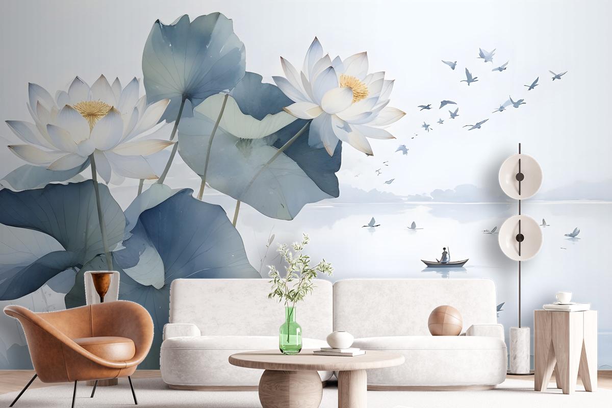 Lotus Floral Art Wallpaper Mural