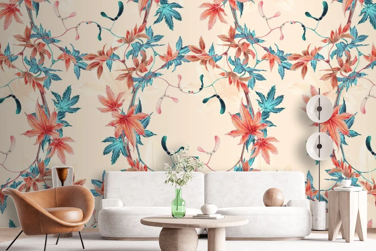 Maple Leaf Pattern Background Wallpaper Mural