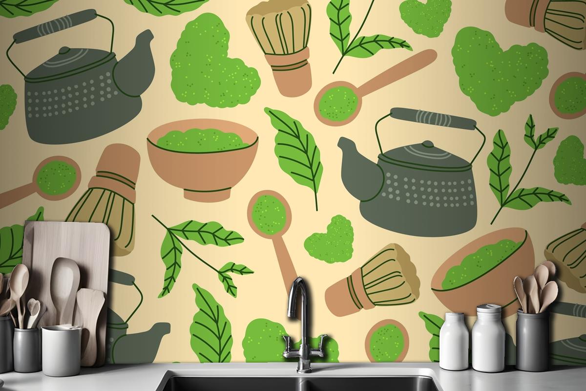 Matcha Tea Kitchen Wallpaper Mural