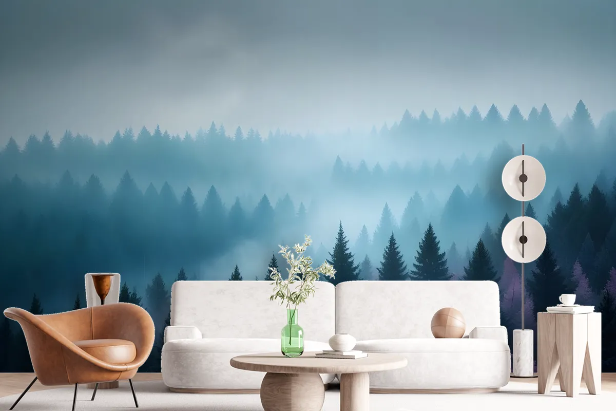 Misty Forest View Wallpaper Mural