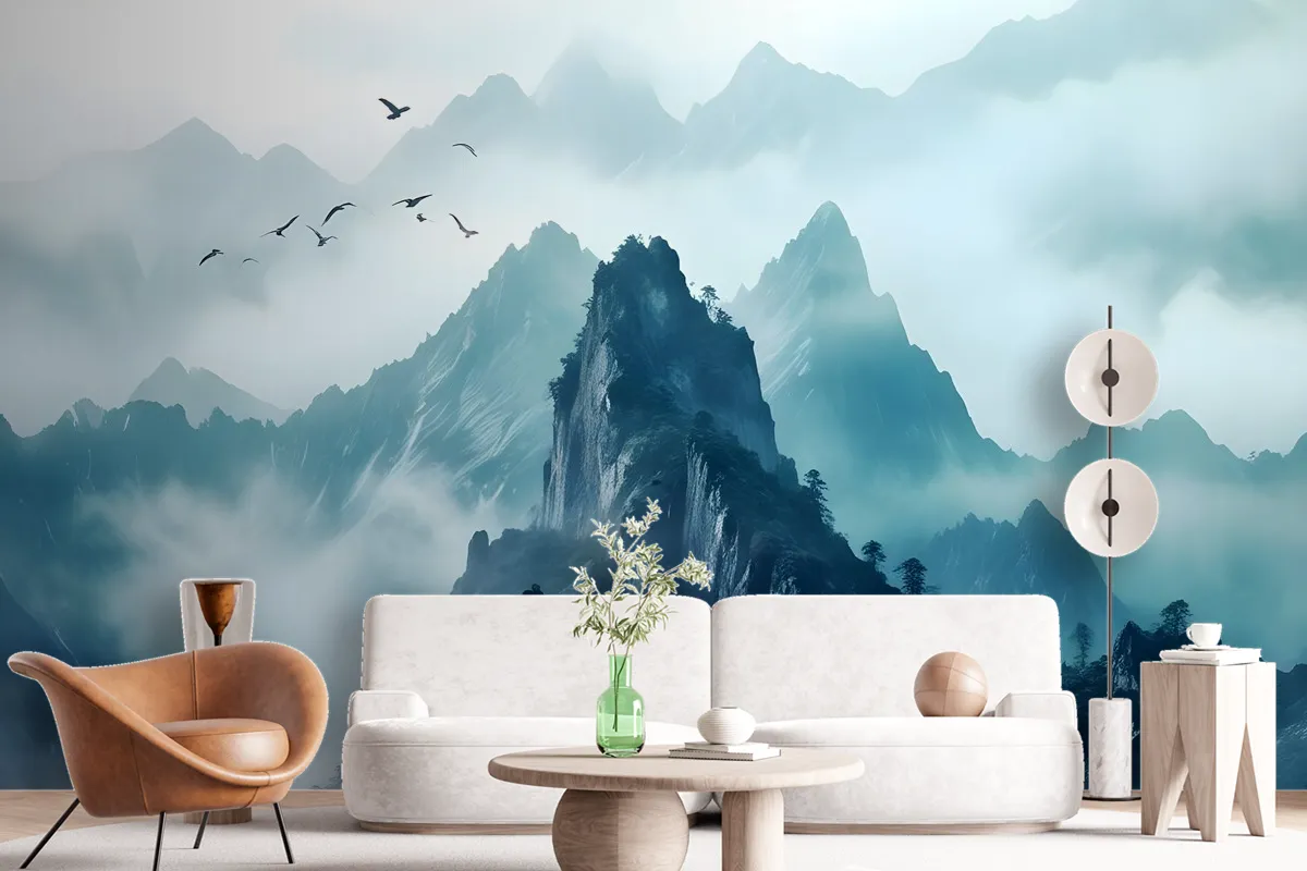 Misty Mountain Landscape Wallpaper Mural