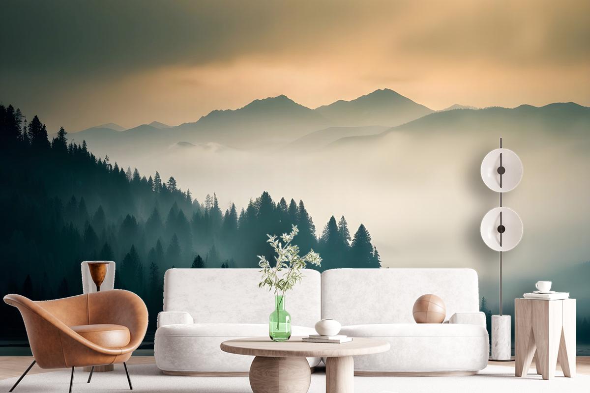 Misty Mountain View Wallpaper Mural