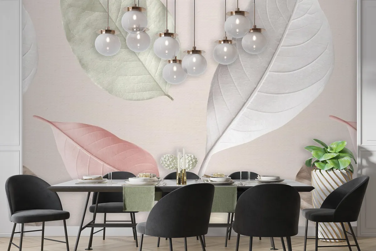 Mix Of Pastel Leaves Design Resource Wallpaper Mural