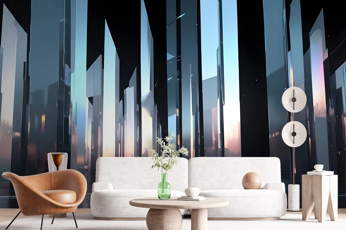 Modern Flat Black And White Bright And Reflective Atmosphere Light Effects Wallpaper Mural